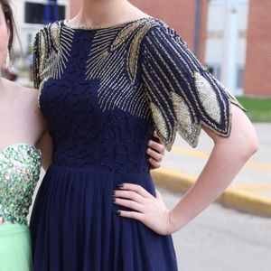Vintage 20s Style Navy Blue Prom Dress